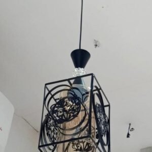 Suspension Luminaire Extérieure et Moderne - Lampe de Plafond en Métal et Verre Ambré