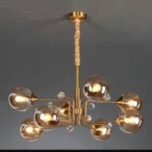 SUSPENSION EN VERRE 08 LAMPES SUPPORT BRAS-LUSTRE MODERNE