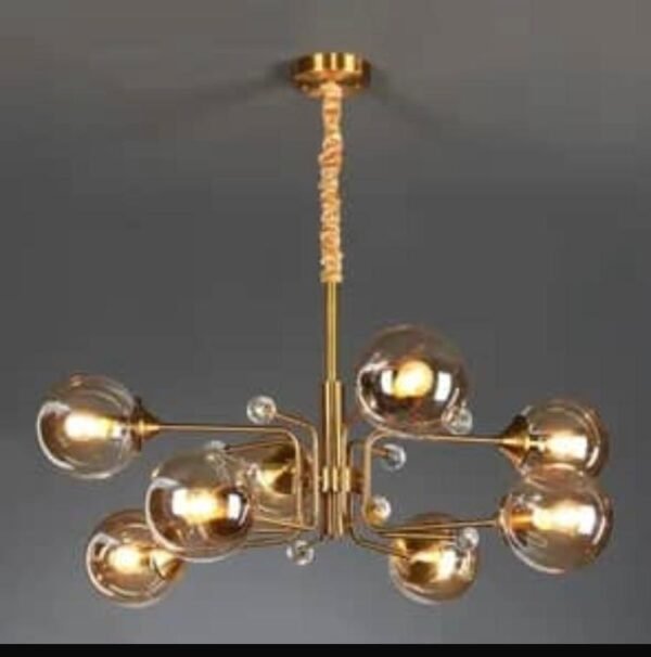 SUSPENSION EN VERRE 08 LAMPES SUPPORT BRAS-LUSTRE MODERNE