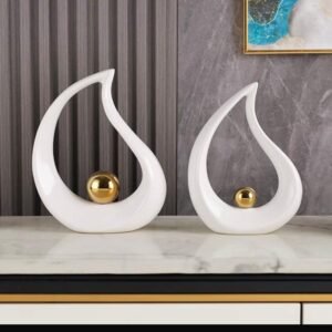 LOT DE 2 SCULPTURES EN CERAMIQUE ABSTRAITES-DECORATION MODERNE