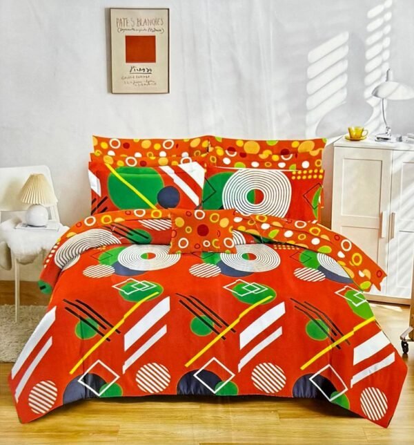 Parure de Lit à Motifs Géométriques Deux Places- Ensemble de Draps Tendance & Moderne – Image 4