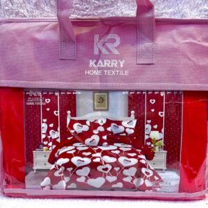 Ensemble de Literie Karry Home Textile - Parure 6 Pièces & Rideaux Assortis