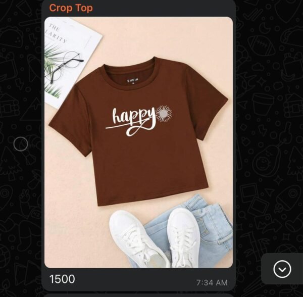 Top crop moulant  à manches courtes – Style ajusté avec liens latéraux – Image 4
