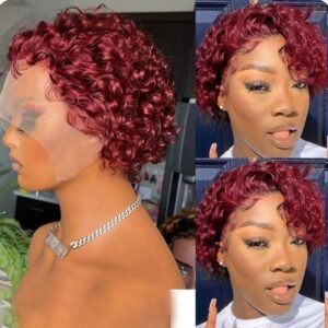 Perruque Lace Front Courte & Lisse - Bordeaux Éclatant