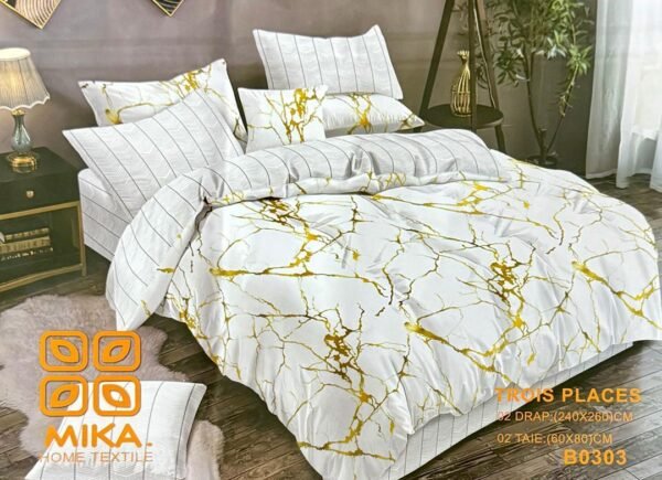 Parure de Lit MIKA - Ensemble 3 Places | Design Géométrique Tendance