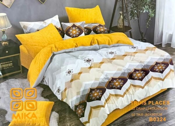 Parure de Lit MIKA - Ensemble 3 Places | Design Géométrique Tendance – Image 9