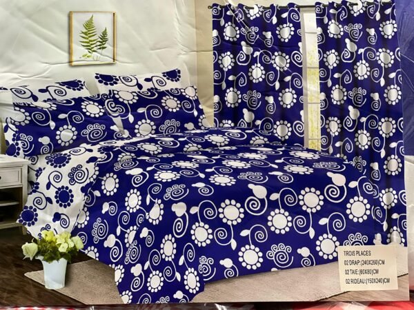 Parure de Lit et Rideaux Florale - Ensemble de 3 Pièces pour une Chambre Élégante – Image 4