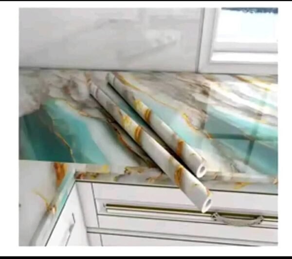 Film adhésif marbre blanc - Revêtement autocollant pour espace cuisine – Image 2