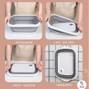 Planche à Découper et Bassine Pliable 3-en-1 - Économie d'Espace Cuisine