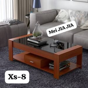 Table Basse Moderne Mei JIA JIA Xs-8 - Bois et Verre Trempé avec Rangement