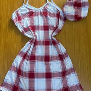 Pyjama 2 pièces à carreaux - Chemise de nuit et bonnet pour femme