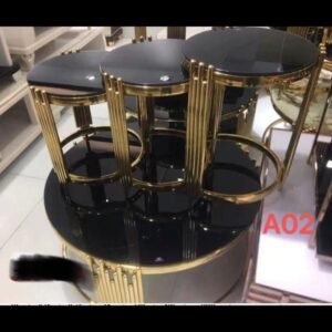 Tables Gigognes de Luxe A02 - Design Moderne en Verre et Métal Doré