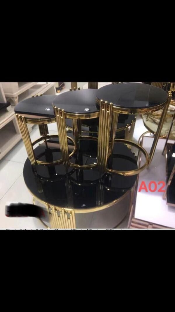 Tables Gigognes de Luxe A02 - Design Moderne en Verre et Métal Doré