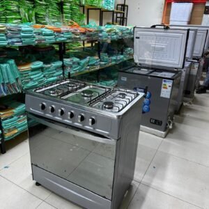 Cuisinière à Gaz 5 Feux avec Four - Design Inox et Grande Capacité de Cuisson
