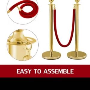 Poteaux de stanchion dorés - Barrière de foule avec corde en velours rouge