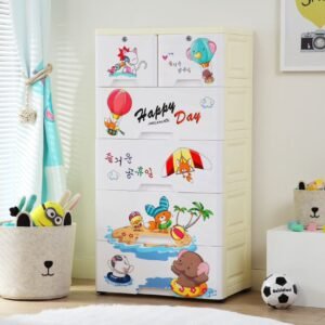 Commode de Rangement pour Enfant - Meuble 6 Tiroirs à Motifs Diverses