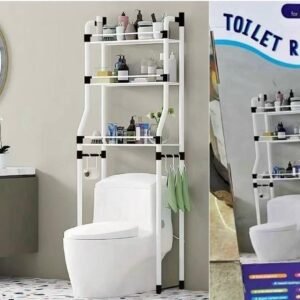Étagère de rangement de salle de bain au-dessus des toilettes, 3 niveaux