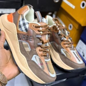 Sneakers Chunky Design Classique à Carreaux - Chaussures Baskets Tendance Marron/Camel