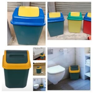 Poubelle en Plastique Bicolore avec Couvercle Basculant - Bac à Déchets Intérieur/Extérieur