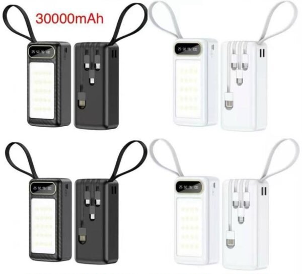 PowerBank 30 000 mAh avec lampe LED, plusieurs couleurs