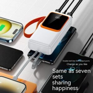 Power Bank Magnétique 20 000 mAh – Multi-Ports, Câbles Intégrés et Écran Digital
