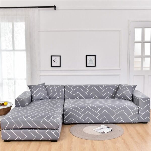 Housse de Canapé d'Angle Extensible - Motif Géométrique Moderne – Image 3