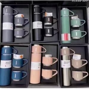 Coffret de 4 tasses et gourde thermos en acier inoxydable - 500 ml