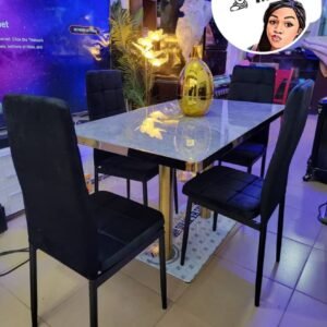 Ensemble Table à Manger en Marbre et Chaises Modernes pour 4 Personnes