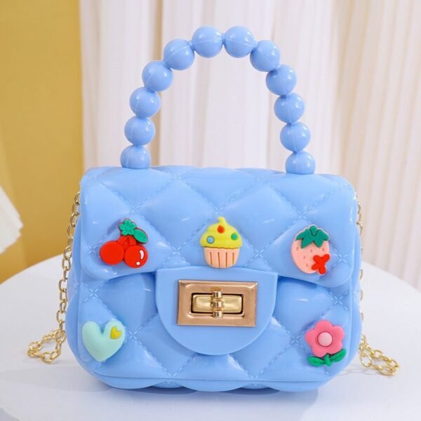 Sac à Main Enfant en Silicone – Sac Bandoulière Matelassé et Perlé – Image 4