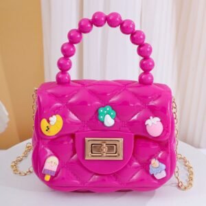 Sac à Main Enfant en Silicone – Sac Bandoulière Matelassé et Perlé
