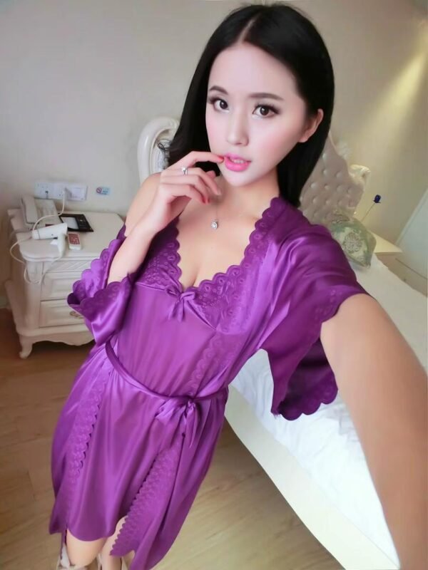 Robe pyjama en satin - Ensemble de nuit élégant et sensuel pour femme