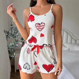 Pyjama 2 pièces femme à pois - Ensemble de nuit classique et confortable pour toutes les saisons