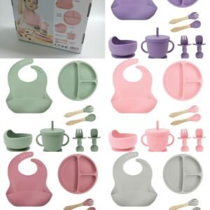 👶🥰 Ensemble de Repas pour Bébé en Silicone (9 Articles) 🥰👶