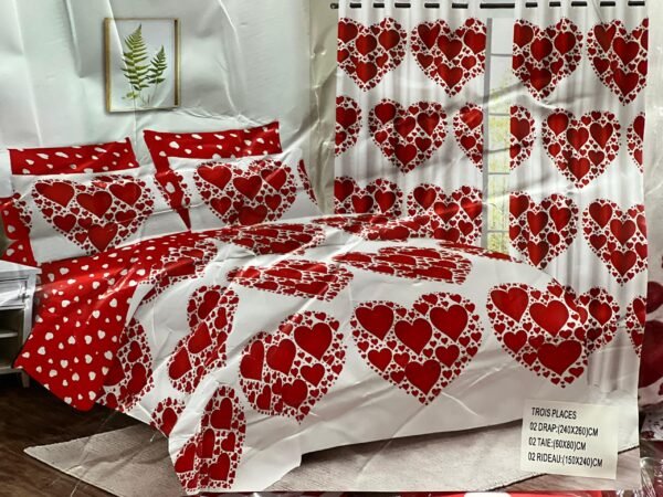 Parure de Lit et Rideaux Florale - Ensemble de 3 Pièces pour une Chambre Élégante – Image 2