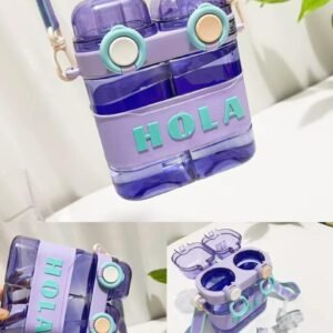 Gourde double à paille - Bouteille d'eau polyvalente et portable pour sport, école et voyage
