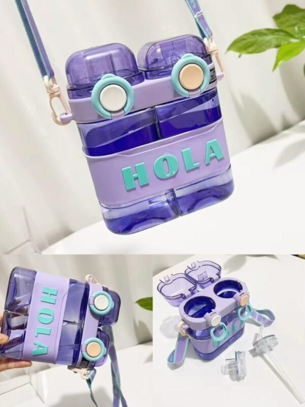 Gourde double à paille - Bouteille d'eau polyvalente et portable pour sport, école et voyage