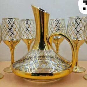 Service à Vin/Jus de Luxe Doré – Carafe et 6 Verres Décor Or Diamant