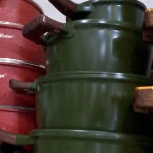 Batterie de cuisine Vmigo 4 pièces antiadhésive verte avec poignées en bois