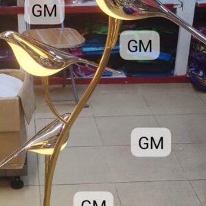 Lampadaire design avec oiseaux lumineux LED, finition or
