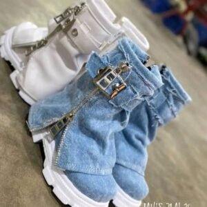 Bottines Urbaines en Denim et Simili-Cuir