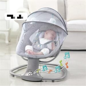 Transat Bébé Électrique 4 en 1 | Balancelle Automatique à Musique | Moustiquaire & Harnais Sécurité | Confort Bébé