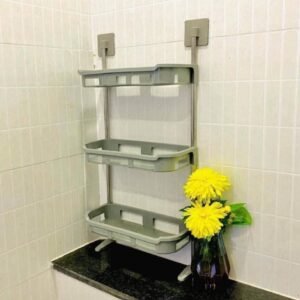 Étagère de Rangement Murale 3 Niveaux Sans Perçage | Salle de Bain, Douche & Cuisine