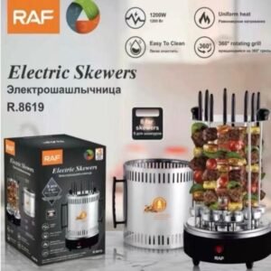 RAF R.8619 Électro-Brochettes | Grill Vertical Rotatif 360° | 1200W | 8 Brochettes