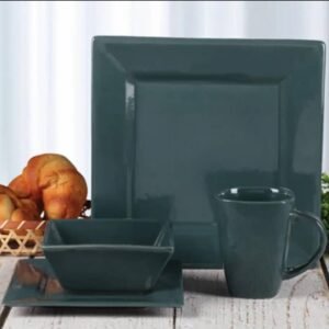 Service de Table Complet 16 Pièces en Porcelaine Noire Pure et Raffinée | L'Élégance du Charisme