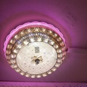 Plafonnier LED Luxe à Télécommande | Design Rond Doré, Double Éclairage et Cristaux 'Prestige'