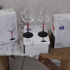 Lot de 6 Verres à Vin Rouge Tiges Bicolores (Noir/Rouge) 480ml | Verres Éléguants pour Soirées