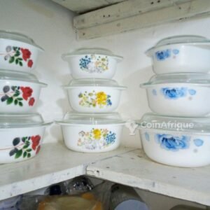 Bols/Casseroles en Verre Opale Blanc Floral | Service Récipients de Rangement et Cuisson avec Couvercles